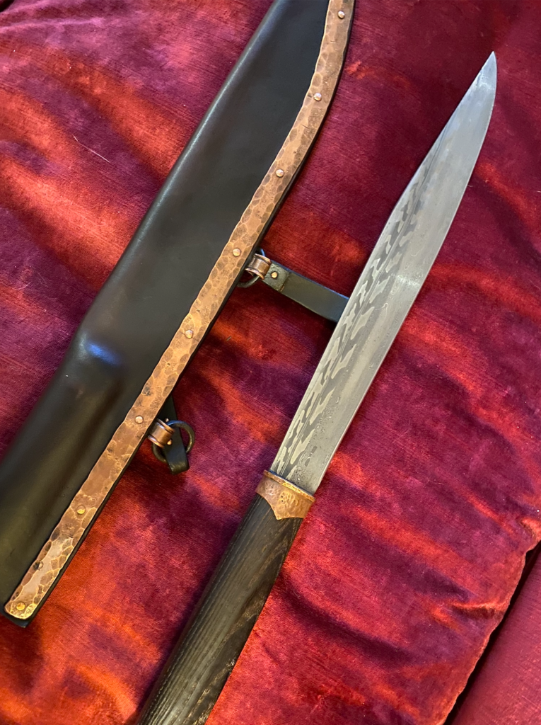 A damascus steel patterned seax
